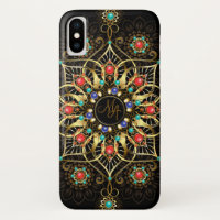 Monogram Gold Turquiose Red Mandala Jewel