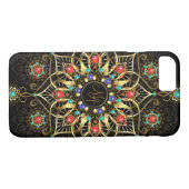 Monogram Gold Turquiose Red Mandala Jewel Case-Mate iPhone Hülle (Rückseite (Horizontal))