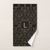 Monogram Gold und Black Art Deco Muster Badhandtuch Set (Handtuch)