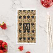 Monogram Gold und Black Art Deco Muster Napkins Serviette (Beispiel)