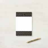 Monogram Gold und Black Art Deco Muster Post-it Klebezettel (Auf Schreibtisch)