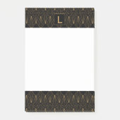 Monogram Gold und Black Art Deco Muster Post-it Klebezettel (Vorderseite)