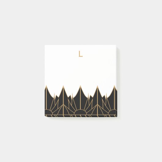 Monogram Gold und Black Art Deco Muster Post-it Klebezettel (Vorderseite)