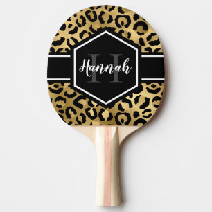 Monogram Gold und Black Leopard Spots Tischtennis Schläger