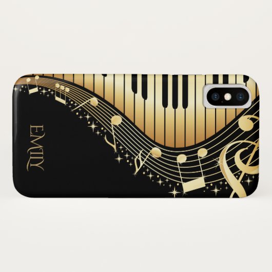 Monogram Gold und Black Music Keys Case-Mate iPhone Hülle (Rückseite (Horizontal))