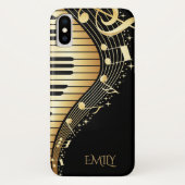 Monogram Gold und Black Music Keys Case-Mate iPhone Hülle (Rückseite)