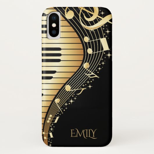 Monogram Gold und Black Music Keys Case-Mate iPhone Hülle (Rückseite)