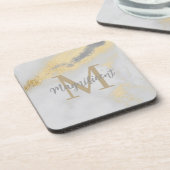 Monogram Gold und Graumarmor Getränkeuntersetzer (Linke Seite)