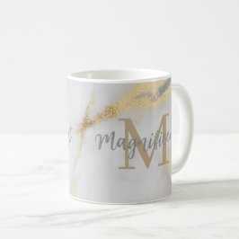 Monogram Gold und Graumarmor Kaffeetasse
