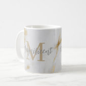 Monogram Gold und Graumarmor Kaffeetasse (Vorderseite Links)