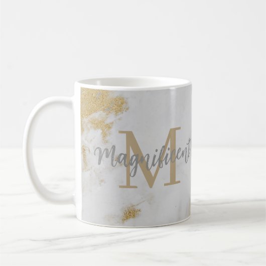 Monogram Gold und Graumarmor Kaffeetasse (Links)