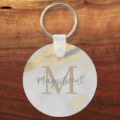 Monogram Gold und Graumarmor Schlüsselanhänger (Vorderseite)