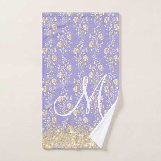 Monogram Gold und Lavendel Badhandtuch Set (Handtuch)