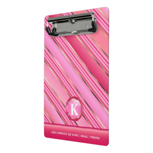 Monogram Gold und rosa Cotton Candy Mini Klemmbrett (Gewinkelt2)