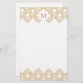 Monogram Gold und White Art Deco Muster Briefpapier (Vorne/Hinten)