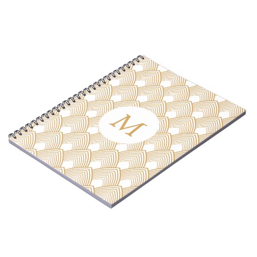 Monogram Gold und White Art Deco Muster Notizblock (Linke Seite)