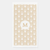 Monogram Gold und White Art Deco Muster Serviette (Vorderseite)
