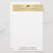 Monogram Gold und White Modern Elegant Template Briefpapier (Vorne/Hinten)