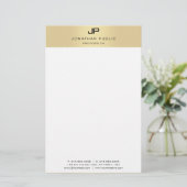 Monogram Gold und White Modern Elegant Template Briefpapier (Stehend Vorderseite)