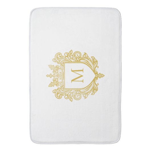 Monogram Gold Wappen Bath Mat Badematte (Vorderseite Vertikal)