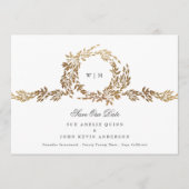 Monogram Gold Wappen Classic Elegante Wedding Foto Save The Date (Vorderseite)