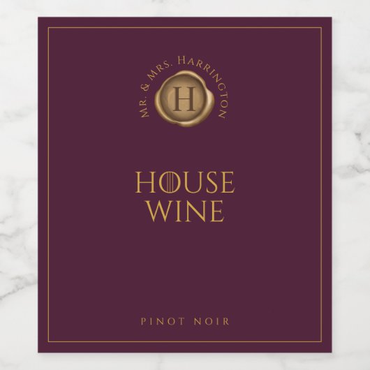 Monogram Gold Wax Siegel der Eleganfamilie Weinetikett (Einzelnes Label)