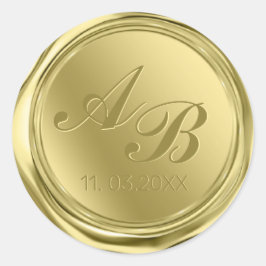 Monogram Gold Wax Siegel Wedding Runder Aufkleber