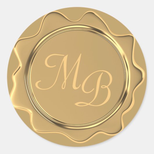 Monogram Gold Wax Umschlag Aufkleber Wedding Stick (Vorderseite)