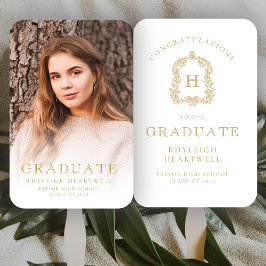 Monogram Gold White Foto Abschluss Fächer