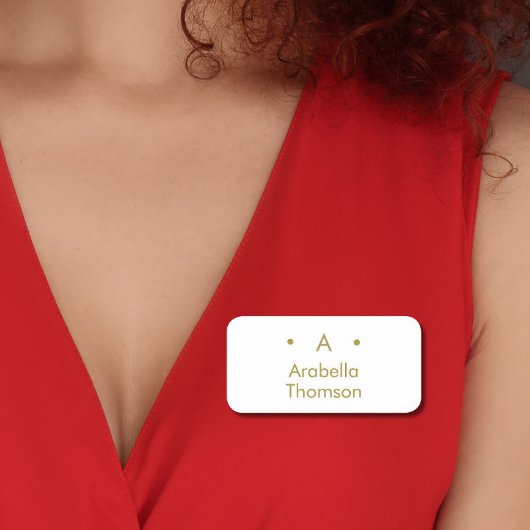 Monogram Gold White Minimalistisch Elegante Modern Namensschild