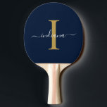 Monogram Gold White Script Name Modern Family Tischtennis Schläger<br><div class="desc">Navy Blue Gray Monogram Script Name Modern Ping Pong Paddle können Sie einfach mit Ihrem Namen und Initial bearbeiten,  indem Sie auf die Schaltfläche "Personalisieren" klicken. Ändern Sie die Farben des Texts und des Hintergrunds vollständig,  wenn Sie den Link "Diese anpassen" auswählen.</div>