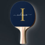 Monogram Gold White Script Name Modern Family Tischtennis Schläger<br><div class="desc">Navy Blue Gray Monogram Script Name Modern Ping Pong Paddle können Sie einfach mit Ihrem Namen und Initial bearbeiten,  indem Sie auf die Schaltfläche "Personalisieren" klicken. Ändern Sie die Farben des Texts und des Hintergrunds vollständig,  wenn Sie den Link "Diese anpassen" auswählen.</div>