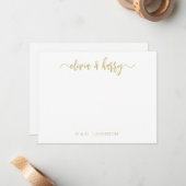 Monogram Gold White Wedding Note Card Mitteilungskarte (Vorderseite/Rückseite Beispiel)
