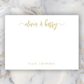 Monogram Gold White Wedding Note Card Mitteilungskarte