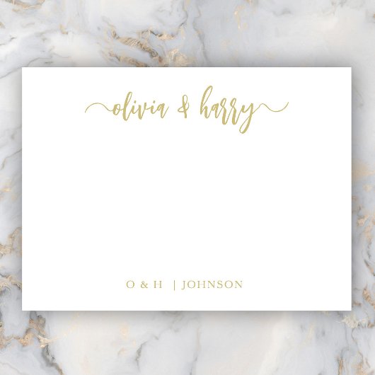 Monogram Gold White Wedding Note Card Mitteilungskarte