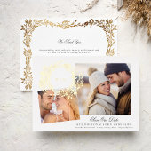 Monogram Gold Wreath Collage Foto Save the Date Folieneinladung