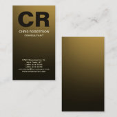 Monogram Gold Yellow Brown Effect Business Card Visitenkarte (Vorne/Hinten)