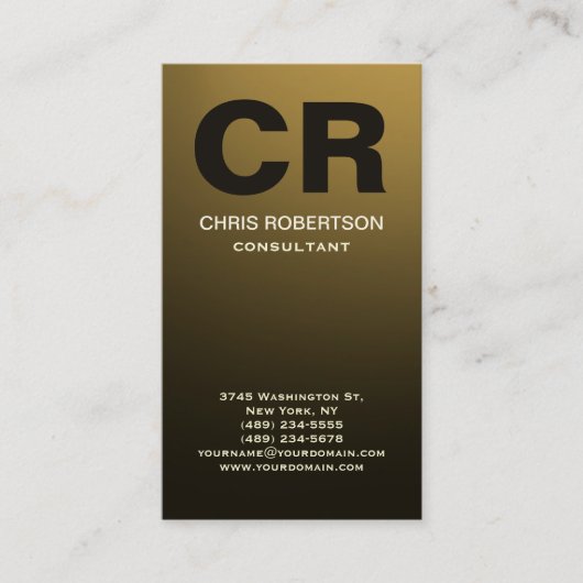 Monogram Gold Yellow Brown Effect Business Card Visitenkarte (Vorderseite)