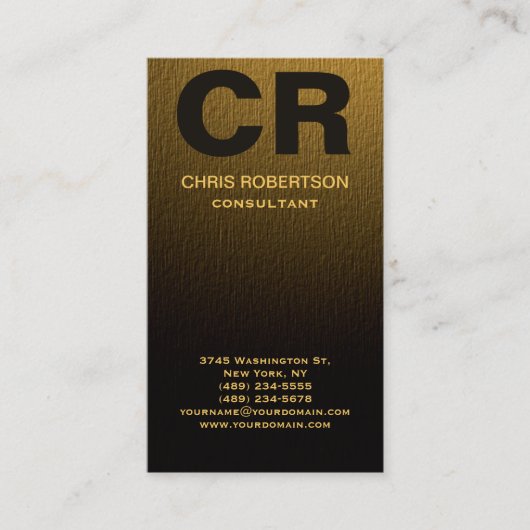Monogram Gold Yellow Wood Effect Business Card Visitenkarte (Vorderseite)