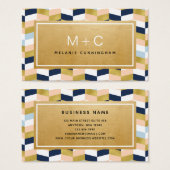 Monogram Gold Zickzack Herringbone Business Cards (Vorne & Hinten)