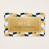Monogram Gold Zickzack Herringbone Business Cards (Vorderseite)