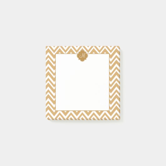 Monogram Gold Zickzack Muster Post-it Klebezettel (Vorderseite)