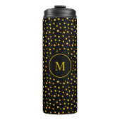 Monogram & Golden Confetti auf schwarz Thermosbecher (Vorderseite)
