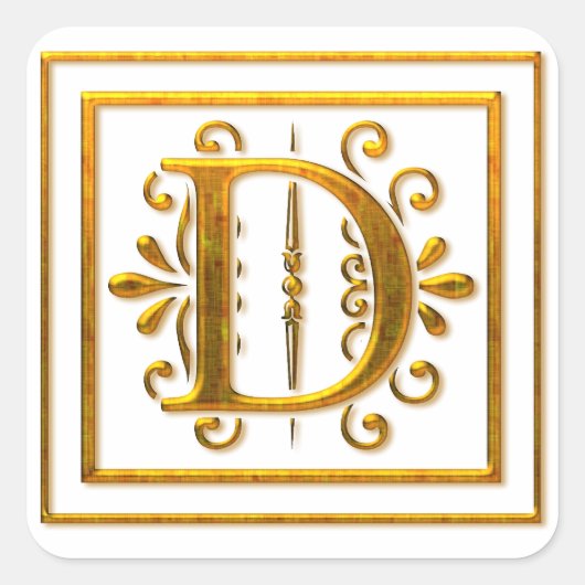 Monogram Golden D Elegant Stickers (Vorderseite)