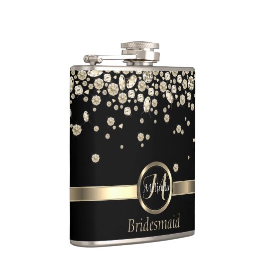 Monogram Golden Diamond - Bridesmaid Flachmann (Rechts)