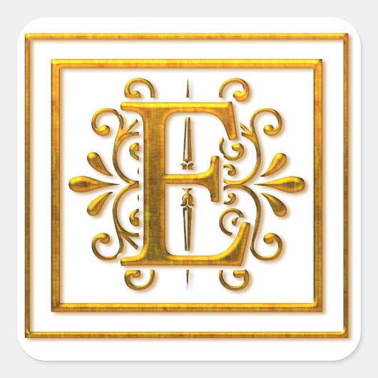 Monogram Golden E Elegant Stickers (Vorderseite)