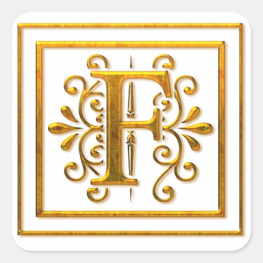 Monogram Golden F Elegant Stickers (Vorderseite)