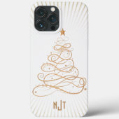 Monogram Golden Filigree Christmas Tree Case-Mate iPhone Hülle (Rückseite)