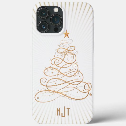 Monogram Golden Filigree Christmas Tree Case-Mate iPhone Hülle (Rückseite)