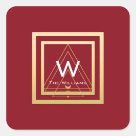 Monogram Golden Frame Minimal VIP Geometrie Rot Quadratischer Aufkleber
